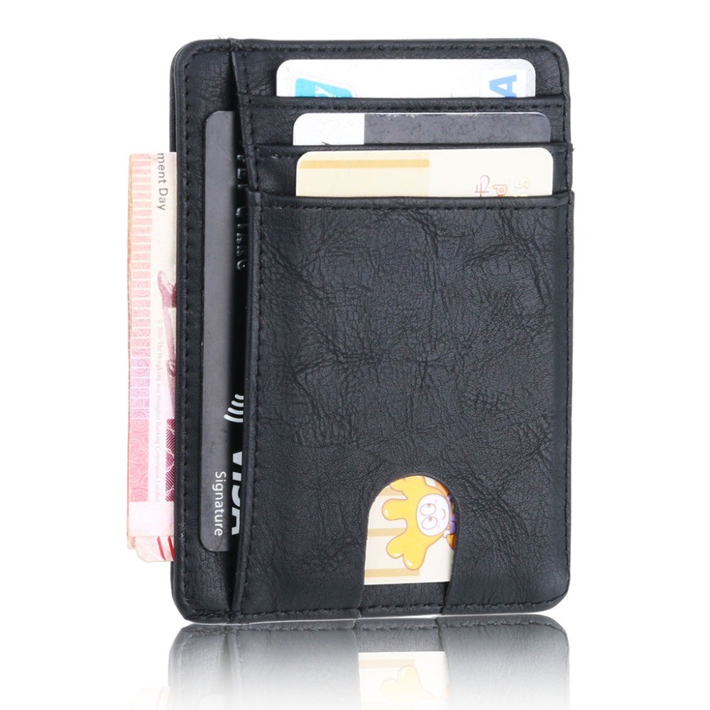 Slim rfid blocking leather wallet credit id card holder money purse for men women fashion bag