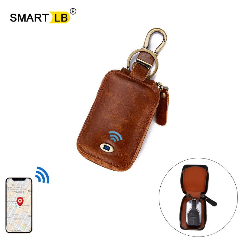 Smart Bluetooth Compatible Tracker Genuine Leather Wallet Keys Organizer Men Smart Car Holders Housekeeper Keychain Men