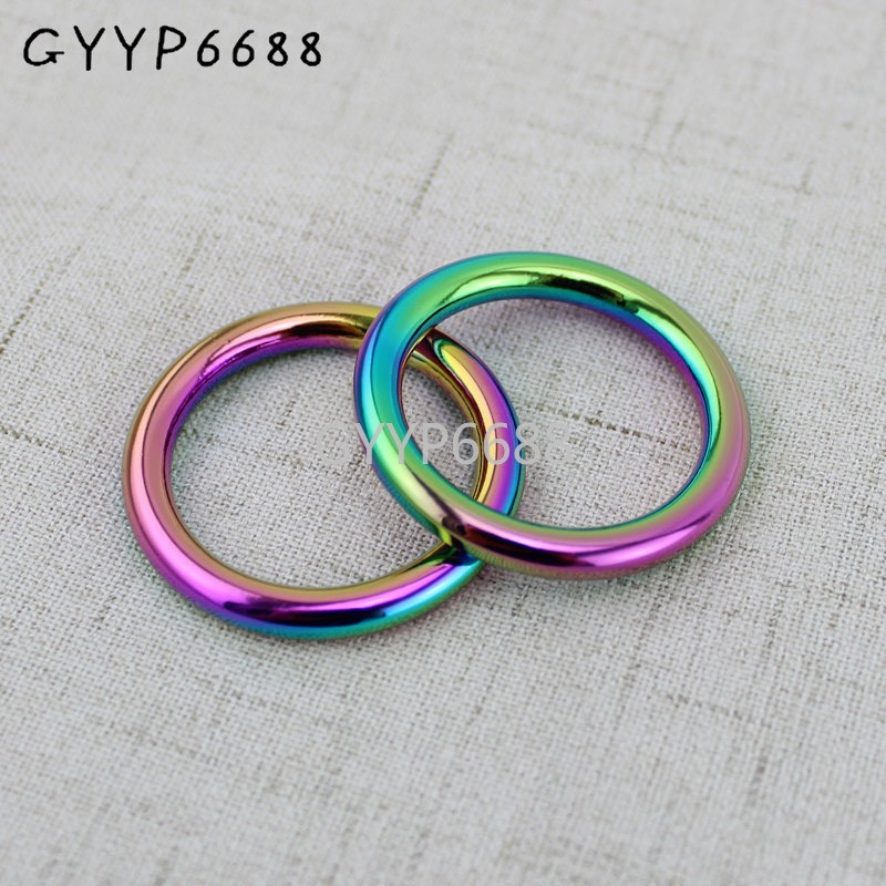 10-30-100pcs 1.6cm 1.8cm 2.5cm 3cm rainbow pet strap o ring, bags accessories, welded alloy rings, closed round o ring