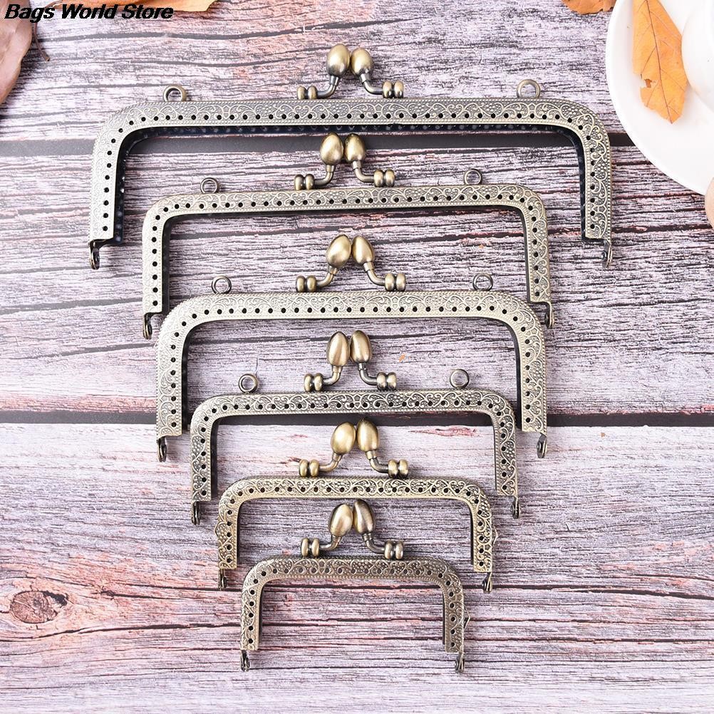 1PC Bronze DIY Purse Handbag Handle Coins Bags Metal Kiss Clasp Frame Lock New Fashion Handle 8.5/10.5/12.5/15/16/18/20cm