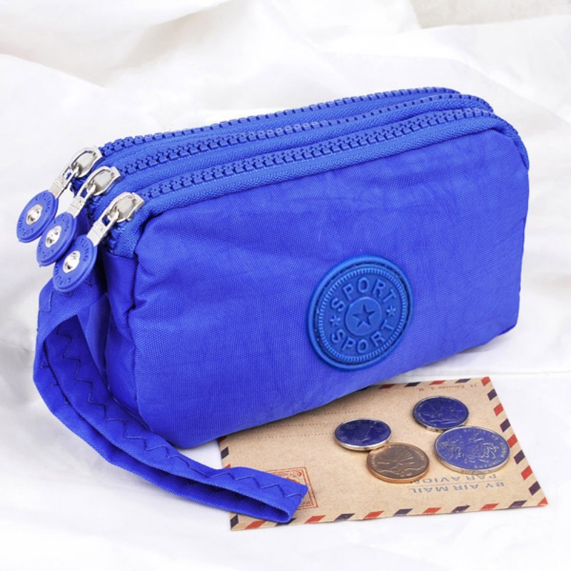 3 Zippers Lady Purses Women Wallets Brand Clutch Coin Purse Cards Keys Money Bags Canvas Short Woman Girls Wallet Pierce Bags