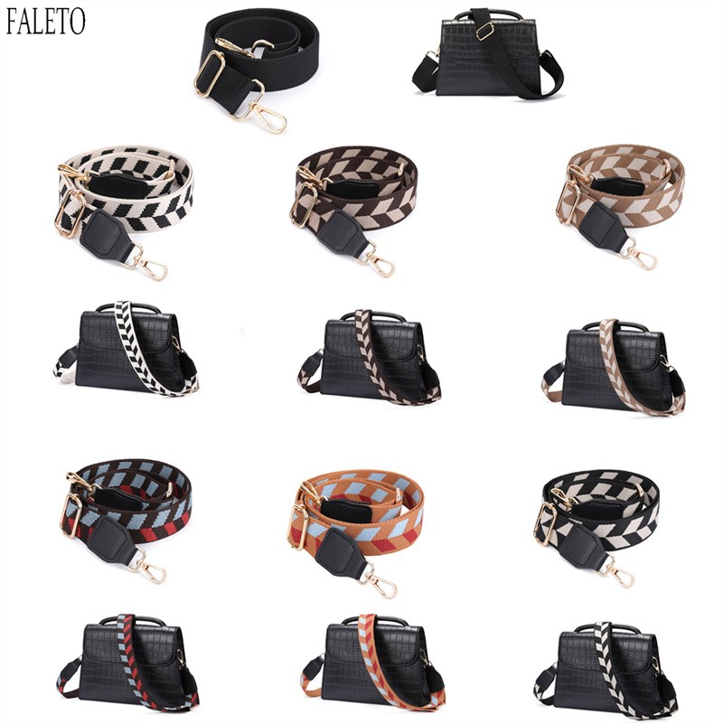 Faleto Polyester Purse Wide Shoulder Strap Replacement Adjustable Strap Fashion Crossbody Handbag Bucket Bag Straps Unisex