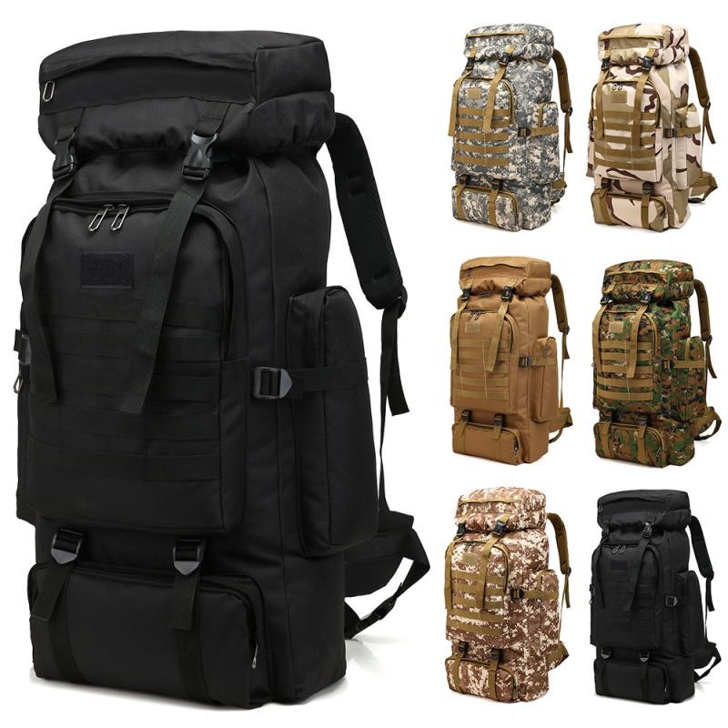 80L Outdoor Sports Tactical Backpack Large Capacity Oxford Fabric Waterproof Men Camping Hiking Hunting Bag Travel Bag