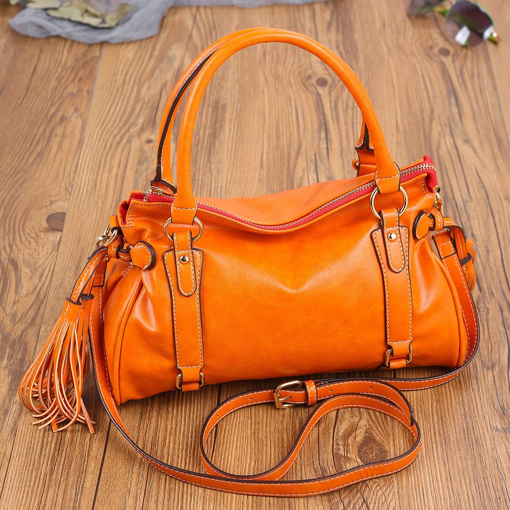 Vintage Shoulder Bag Women Retro Purses Crossbody Bowling Bag Luxury Soft Leather Elegant Leather Handbags And Purses 2021 New