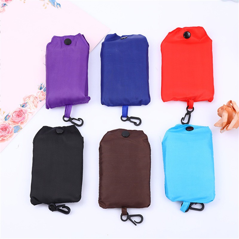 Pocket Square Eco-Friendly Shopping Bag Foldable Reusable Portable Shoulder Bag Handle Polyester for Travel Grocery