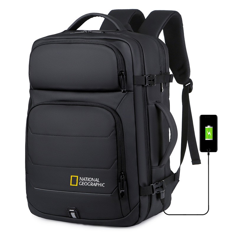 National Geographic 17 Laptop Backpack USB Charging Multifunctional Waterproof Business Bag Anti-theft Daypack Mochila Schoolbag