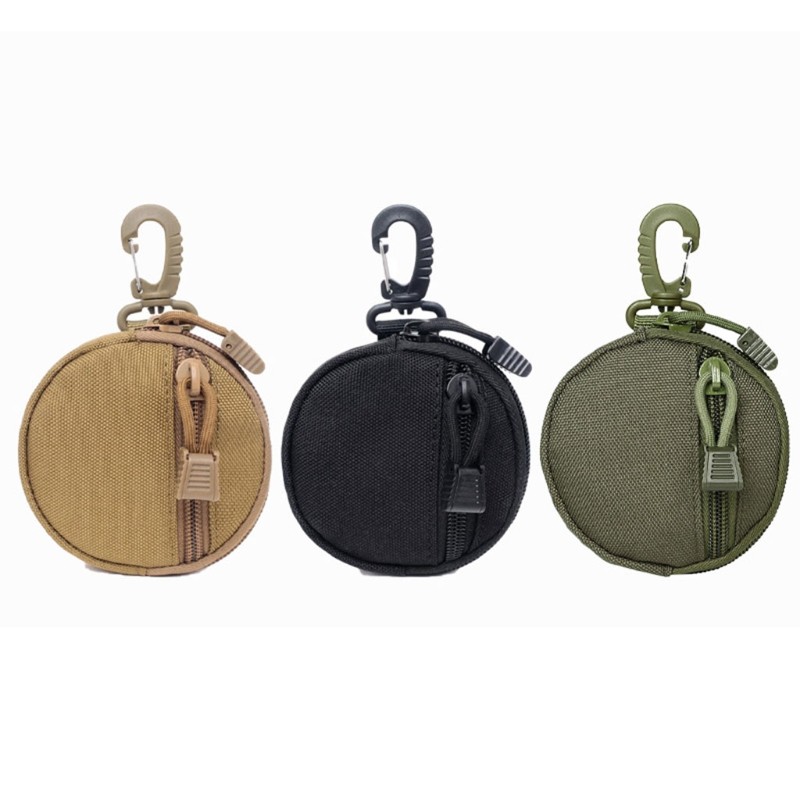 Portable Mini EDC Pocket Coin Purse Wallet Keychain Outdoor Sports Wireless Headphone Pack Waist Belt Carrying Bag with Hook