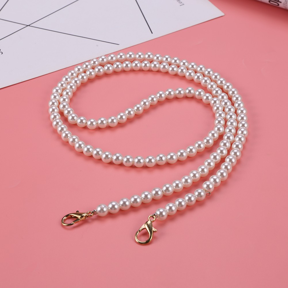 100/120cm Pearl Bag Strap Handbag Handles DIY Purse Replacement Long Beaded Chain For Shoulder Bag Straps Pearl Webbing