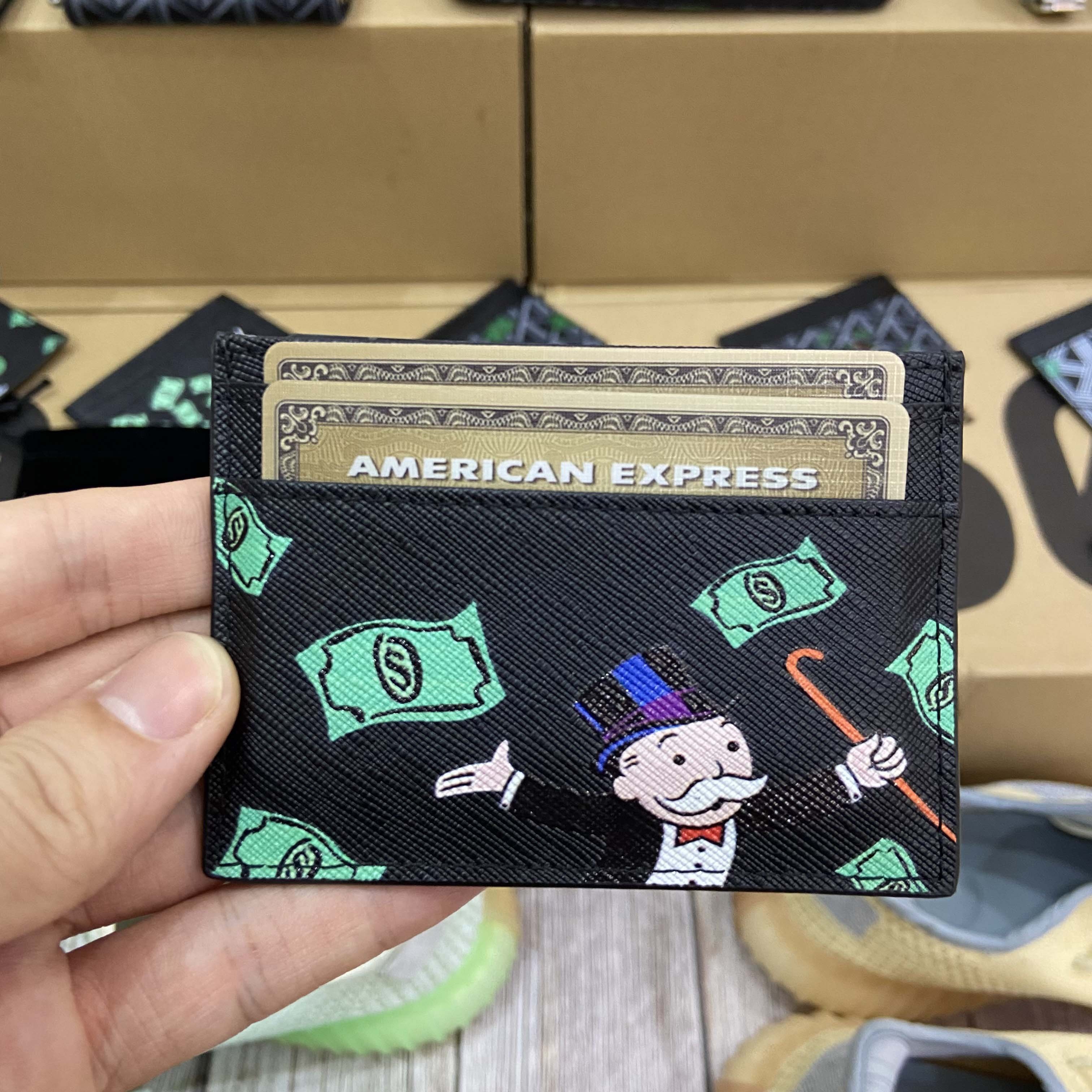 Original Holifend Unite Richie Rich Alec Monopoly Genuine Leather Card Case Credit ID Card Holder Small Wallet Men Gift