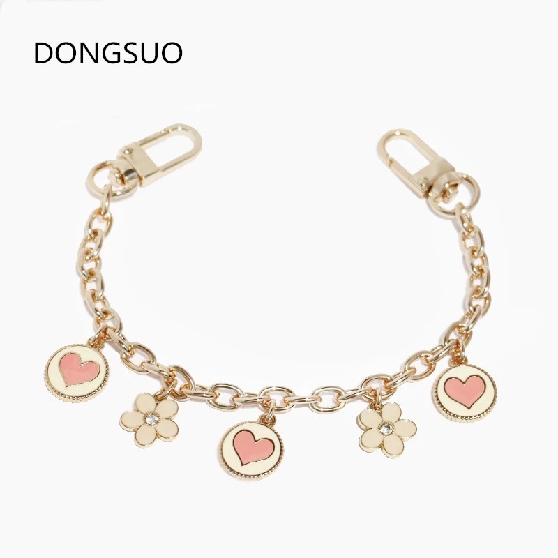 Designer chain belt flower charms gold silver metal chain charm handbag bag purse replacement accessories high quality