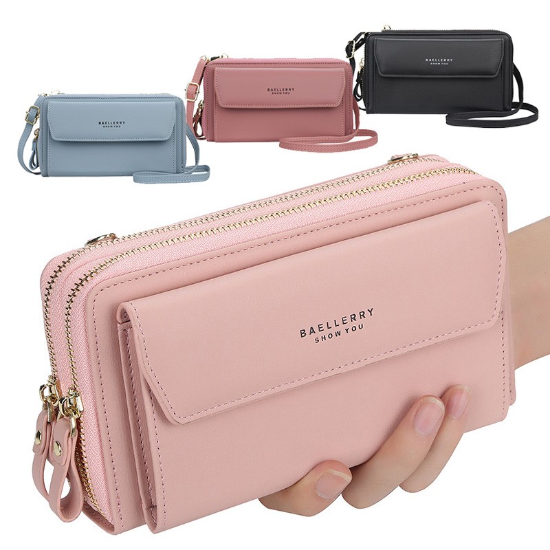 Designer Women Shoulder Bag Leather Wallet Women Wallet Double Zippers Female Clutch Wallet Crossbody Bag For Lady Bolsa Feminina