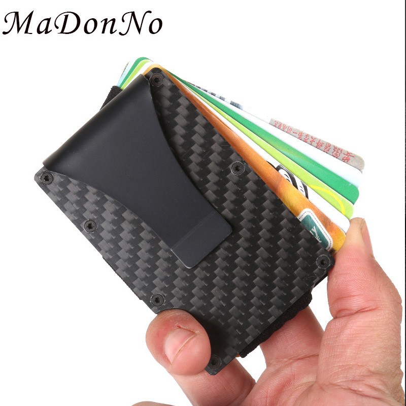 Rfid Carbon Fiber Mini Wallet Men Small Wallet Slim Thin Smart Pocket Card Wallet