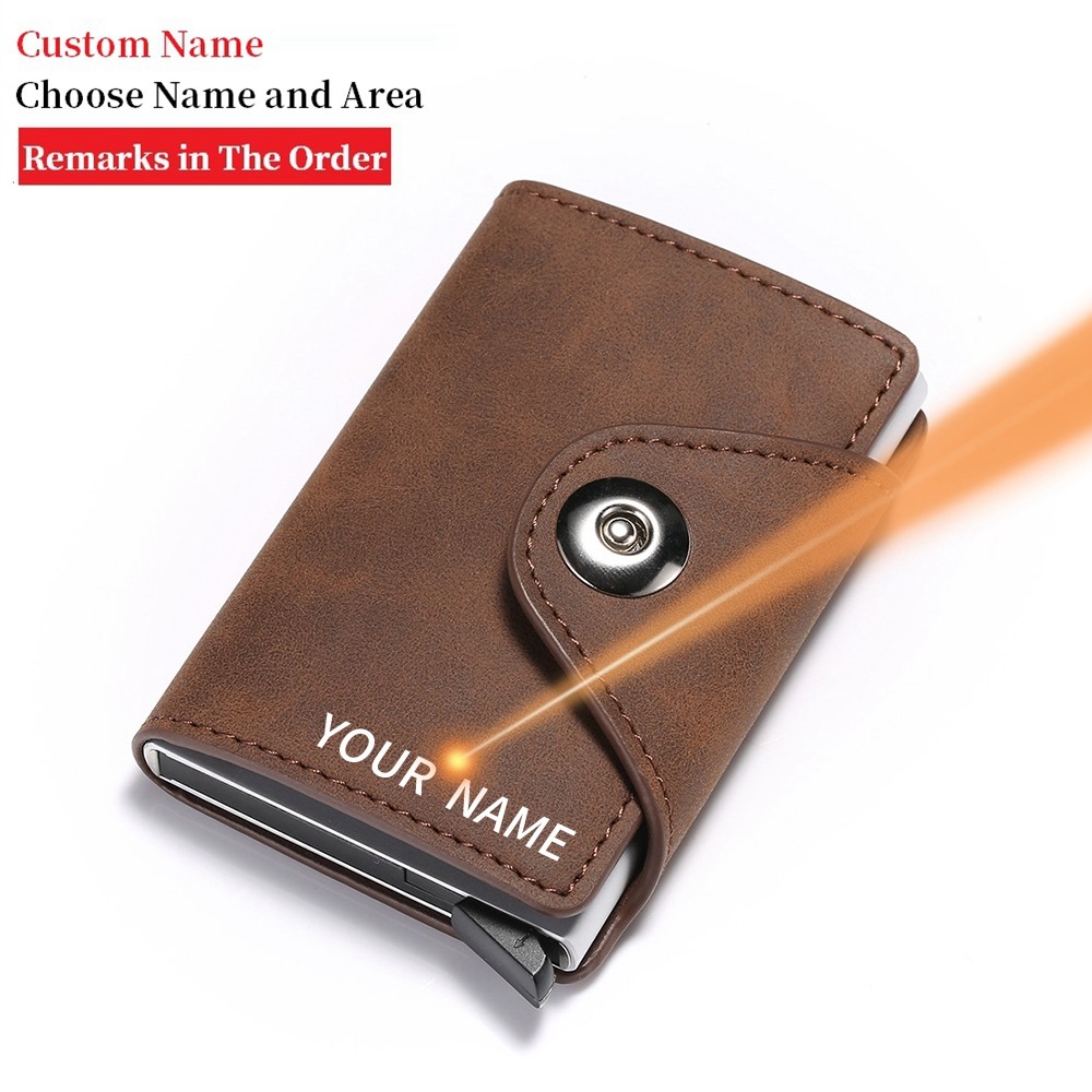 Personalized RFID Wallet for Men and Women Name Aluminum Metal Wallet Business Card Holder