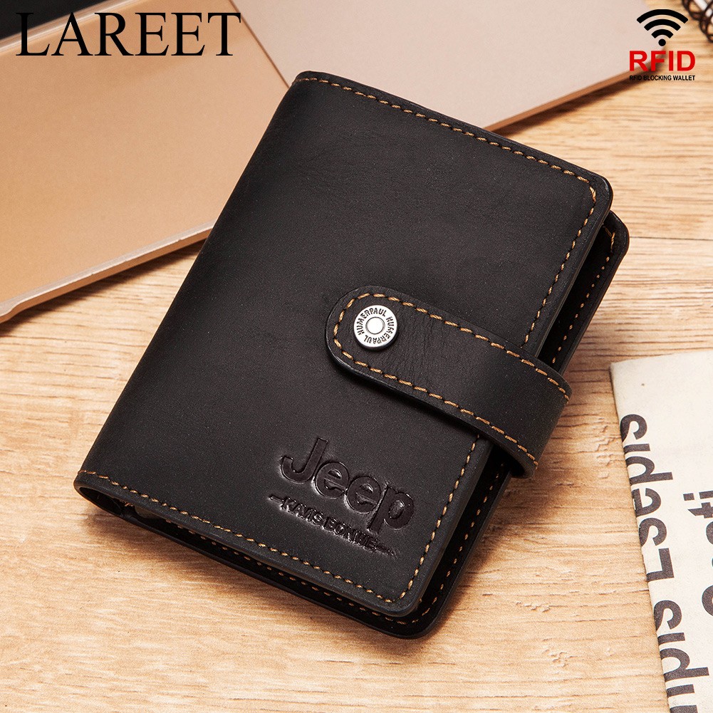 Short RFID Men Thin Bank Wallets Credit Card Holder Slim Male Nut Zipper Hasp Purse Genuine Leather Passport Travel Bags