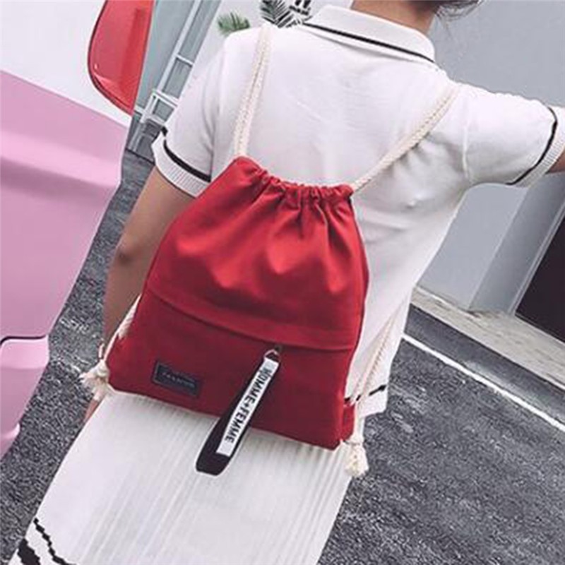 Canvas Drawstring Backpack School Gym Canvas Drawstring Bag Canvas Storage Pack Backpack Pouch for School Pack for Teen