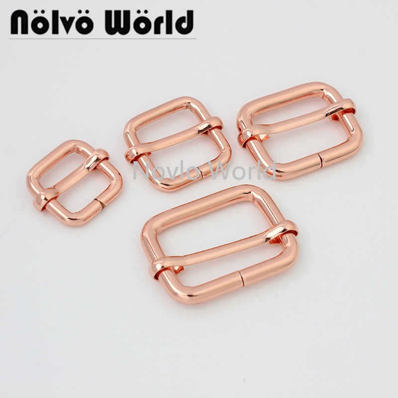 10-50pcs 6 colors 4 size 16mm 20mm 26mm 33mm rose gold slider buckle DIY strap tape roll buckle strap adjuster tri-slide buckle