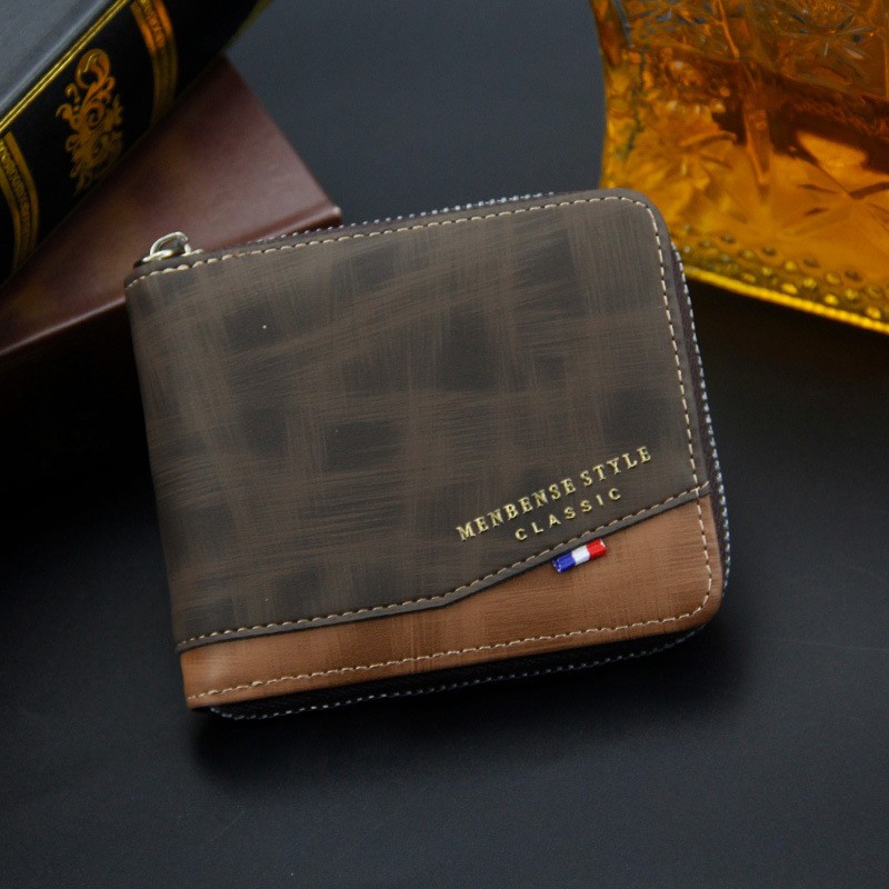 New Fashion Men's PU Zipper Wallet Men Wallet Small Coin Purse Wallet Men Wallet Coin Bag Card Holder Coin Purse Men