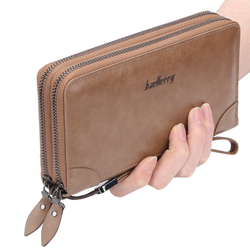 2021 new men wallets large capacity cell phone pocket double zipper small bag male traffic card business