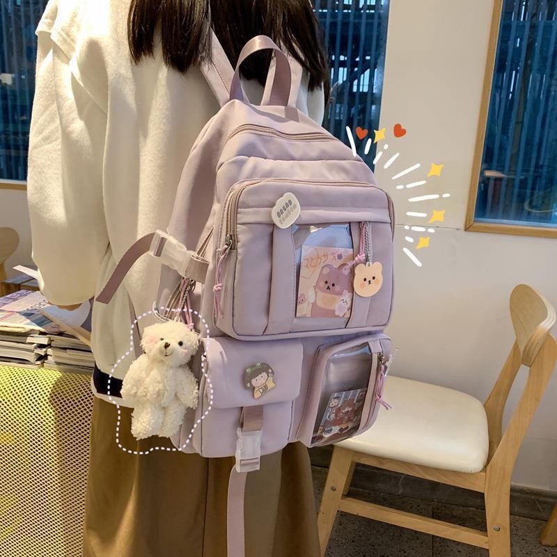 High school student backpack large capacity ins Japanese junior high school student schoolbag female Korean elegant mori girl