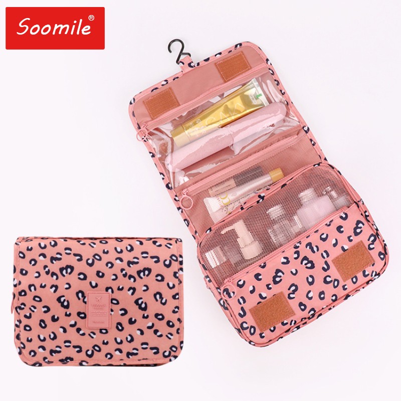 Women Travel Bath Make Up Bag Ladies Waterproof Hanging Cosmetic Bags Female Zipper Essential Toiletry Bag Travel Organizer