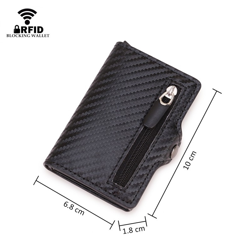 Carbon Fiber Card Holder Wallets Men Customize RFID Black Magic Tri-fold Leather Slim Small Wallet Small Money Bag Male Purse 2021