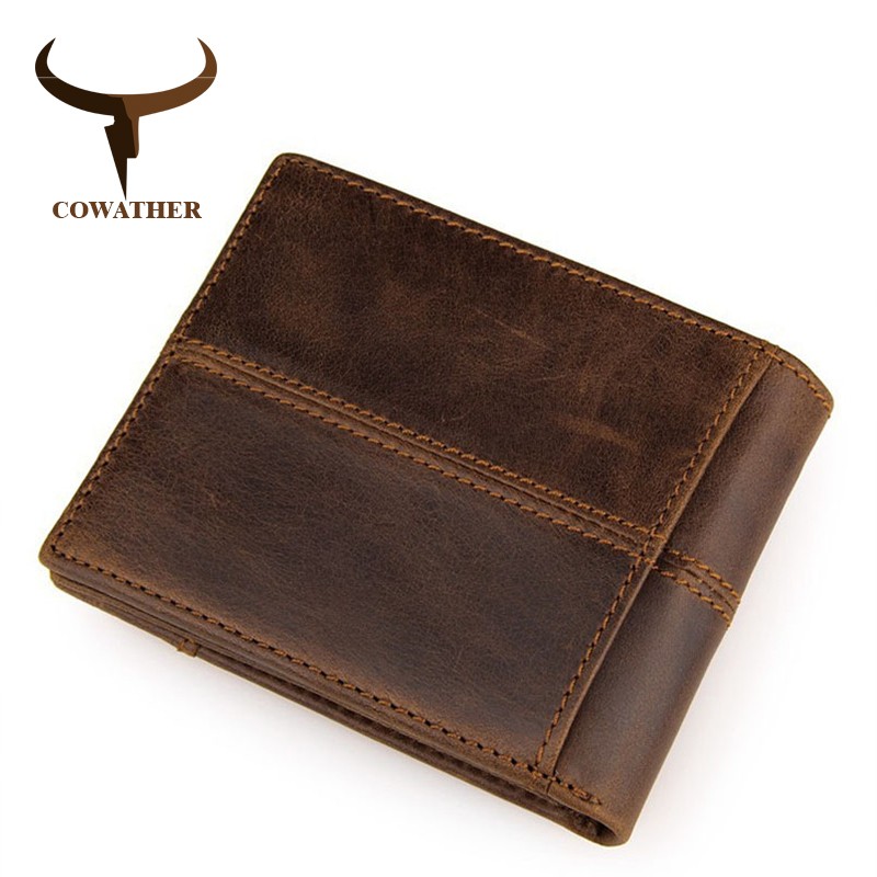 COWATHER - Genuine cowhide leather men's wallet, high quality, paste, dollar price, carteira masculina, original brand, 100%