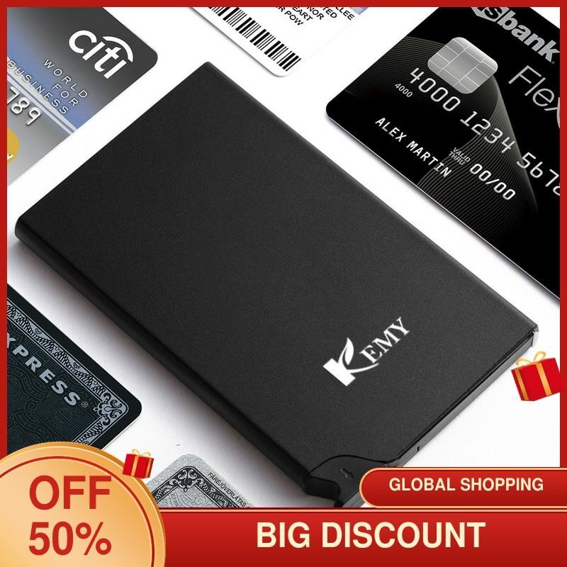 KEMY Business Men Aluminum Cash ID Card Holder Blocking Slim Metal Wallet Coin Purse Card Case Wallet Credit Card Wallet RFID