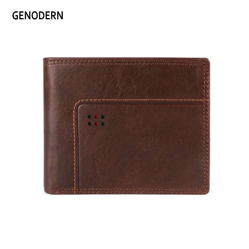 GENODERN New Rfid Bifold Mens Wallets Business Men's Wallet Male With Coin Pocket Portomonee Card Holder Photo Holder Small Wallet