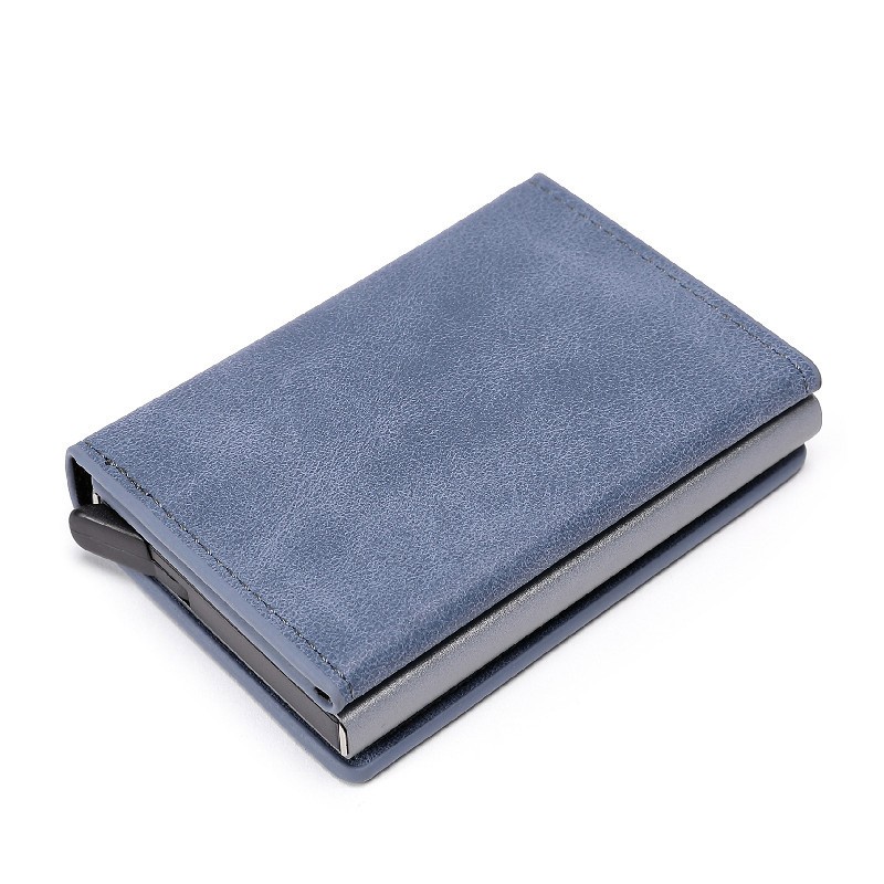 Anti theft brush RFID metal automatic pop-up credit card box business three fold portable wallet card set card bag