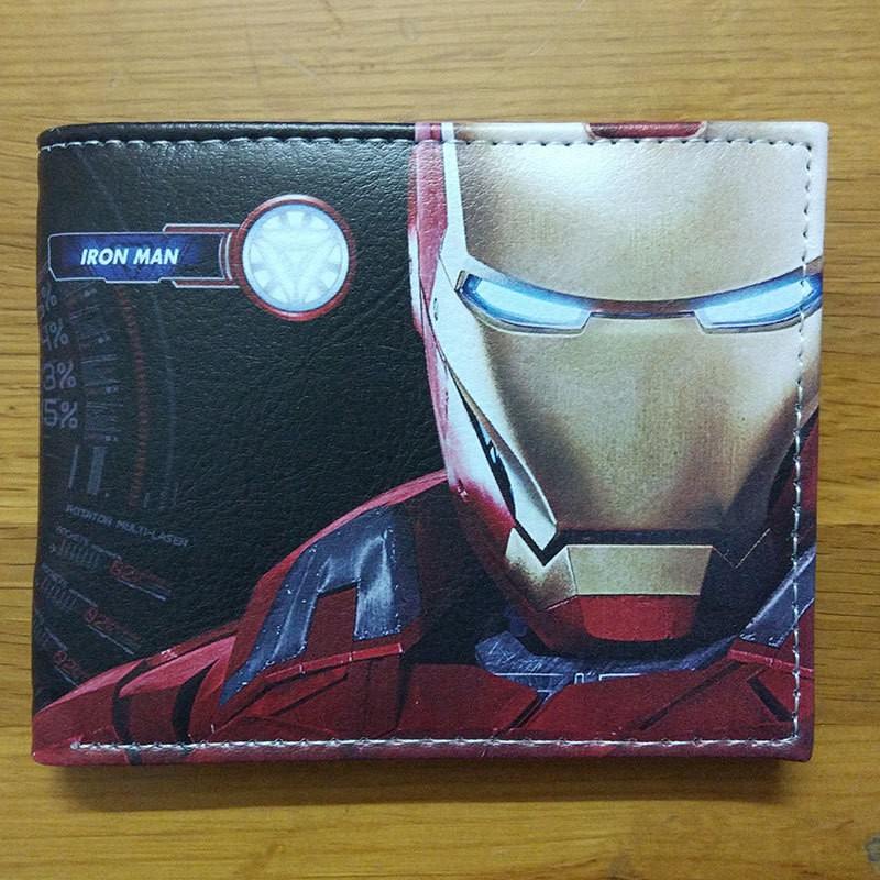 Disney Marvel Avengers Iron Man Spider-Man give boys birthday gifts anime cartoon short two fold wallet purse