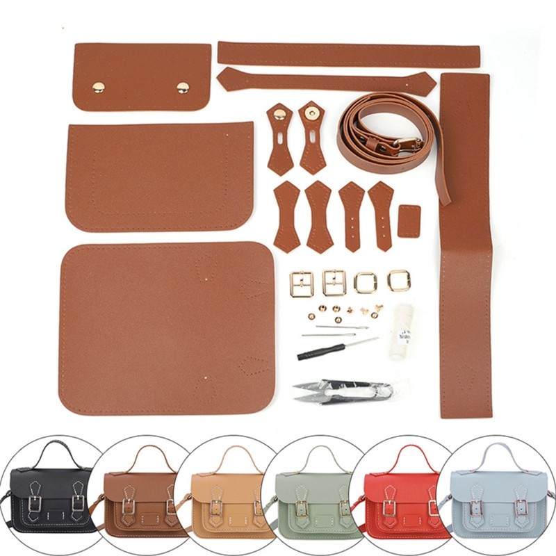 1 Set DIY Handbag Retro Style Hand Stitching With Sewing Tools Handle Shoulder Bags Accessories PU Leather Adjustable Strap