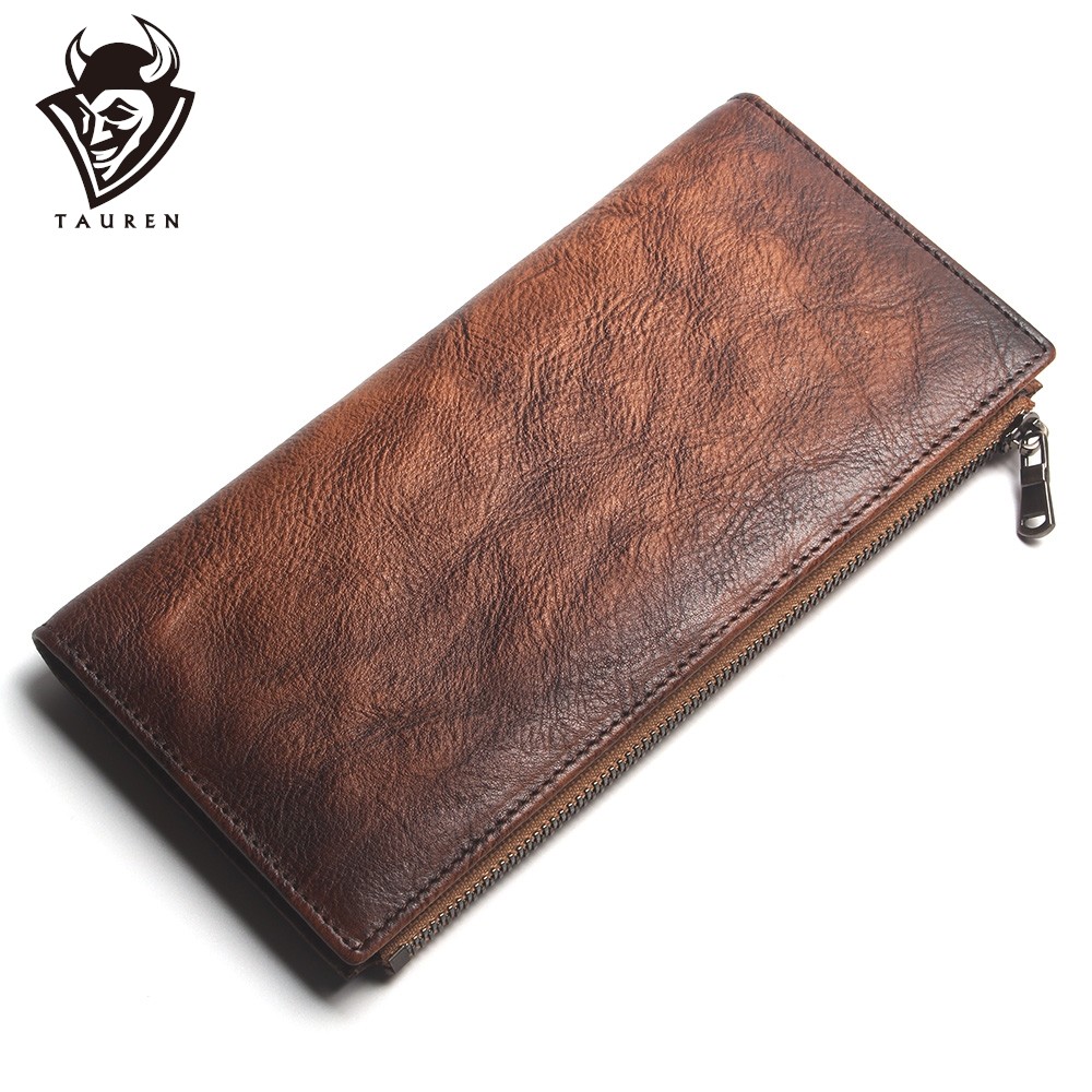 Genuine leather brushed color wallet ladies first layer cowhide long wallet large capacity retro clutch bag