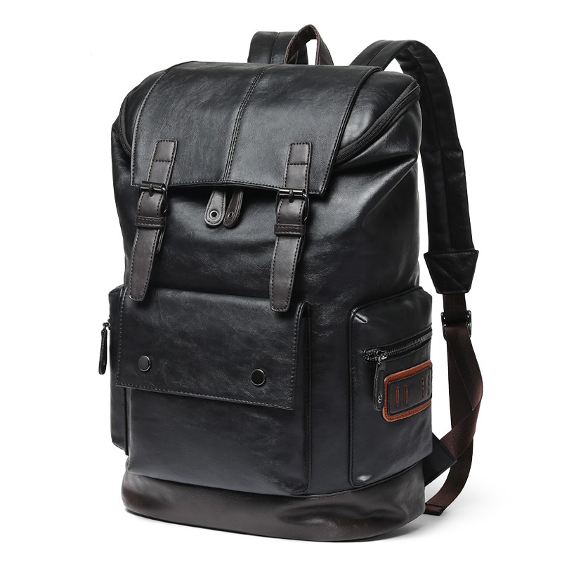 Men's Large Leather Anti-theft Travel Laptop Backpacks Black Men Backpack Boy Large Capacity School Male Business Shoulder Bag