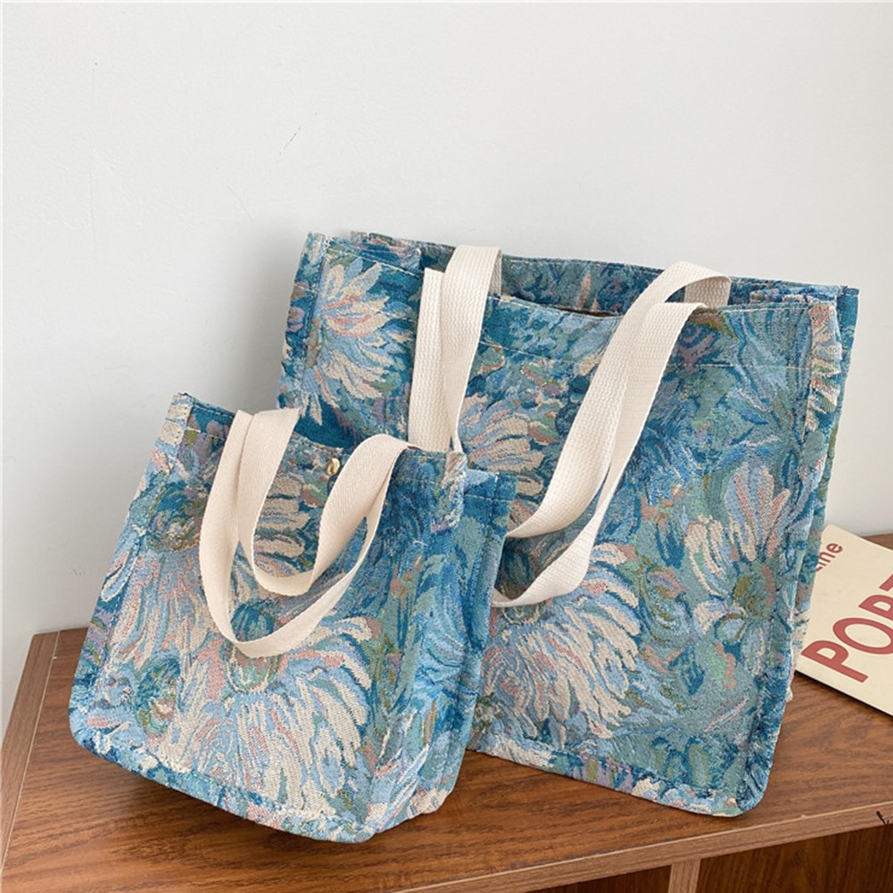 Women's New Fashion Handbag Daisy Oil Painting Canvas Shoulder Casual Ladies Shopping Bag Large Capacity Tote Handbags