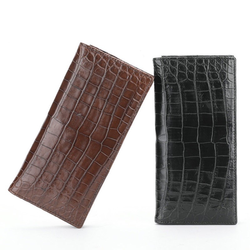 Men's authentic crocodile wallet 2-sided crocodile leather wallets luxury brand design long wallet business man gift