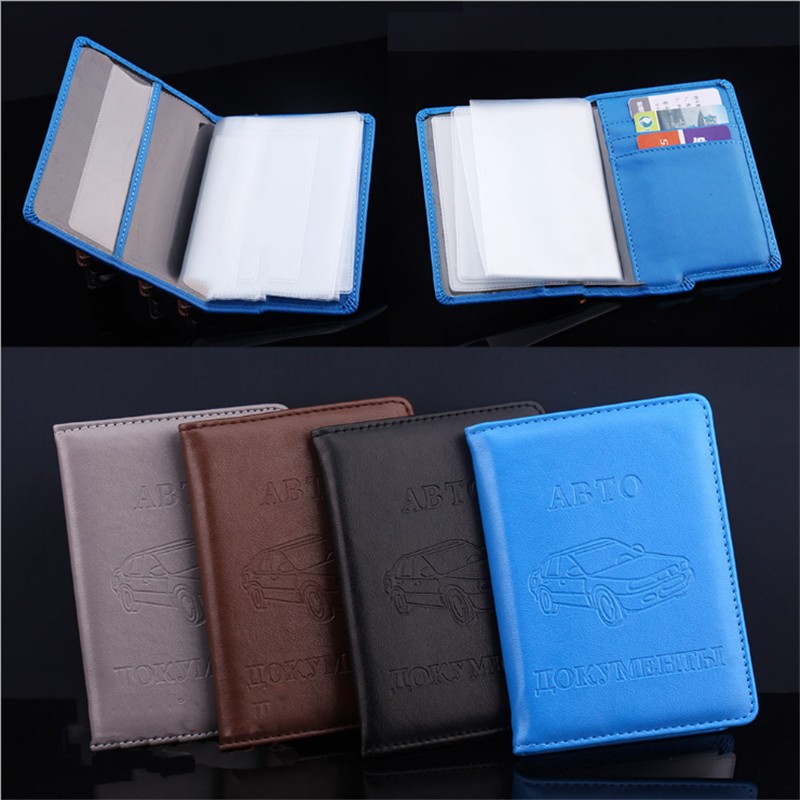 5 Colors Russian Auto Driving License Bag PU Leather On Car Cover Driving Documents Card Holder Wallet Purse 1pc