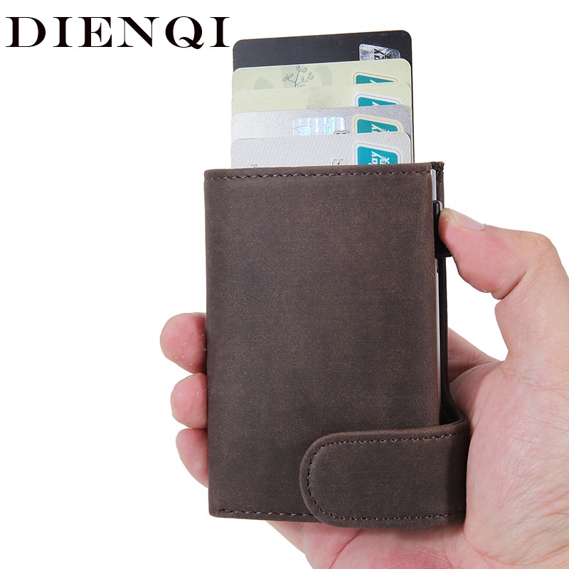 Leather Sign Card Holder Men Wallets Slim Thin Coin Purse Pocket Money Bags Luxury Small Metal Wallet Male Purses Portemonnaie