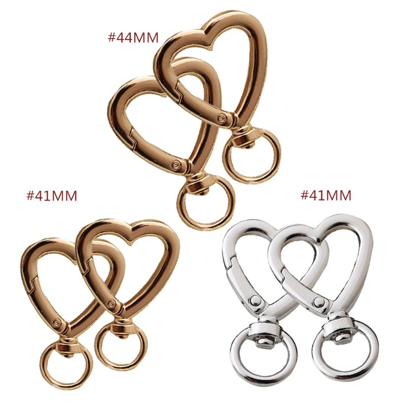 2pcs Bag Accessories Luggage Clasps Handle Heart Shape Lobster Buckle Metal Swivel Clips Snap Hooks Key Rings