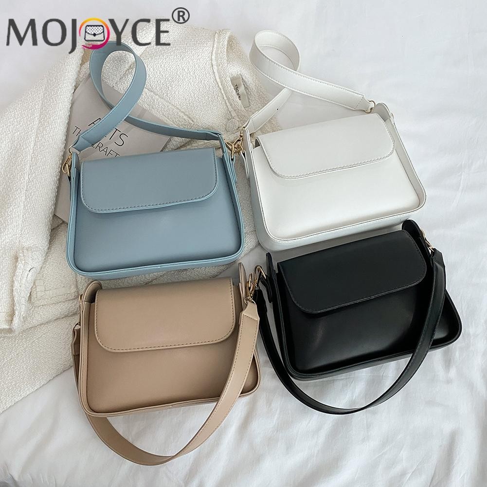 Simple female square armpit bags small pure color shopping underarm bag ladies single wide strap shoulder bags