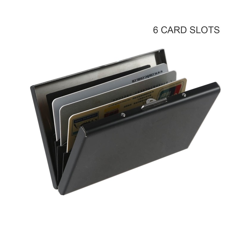 Unisex Stainless Steel Credit Card Case Metal ID Cards Wallet Protector 6 Slots Pockets Business Card Holder For Women Men