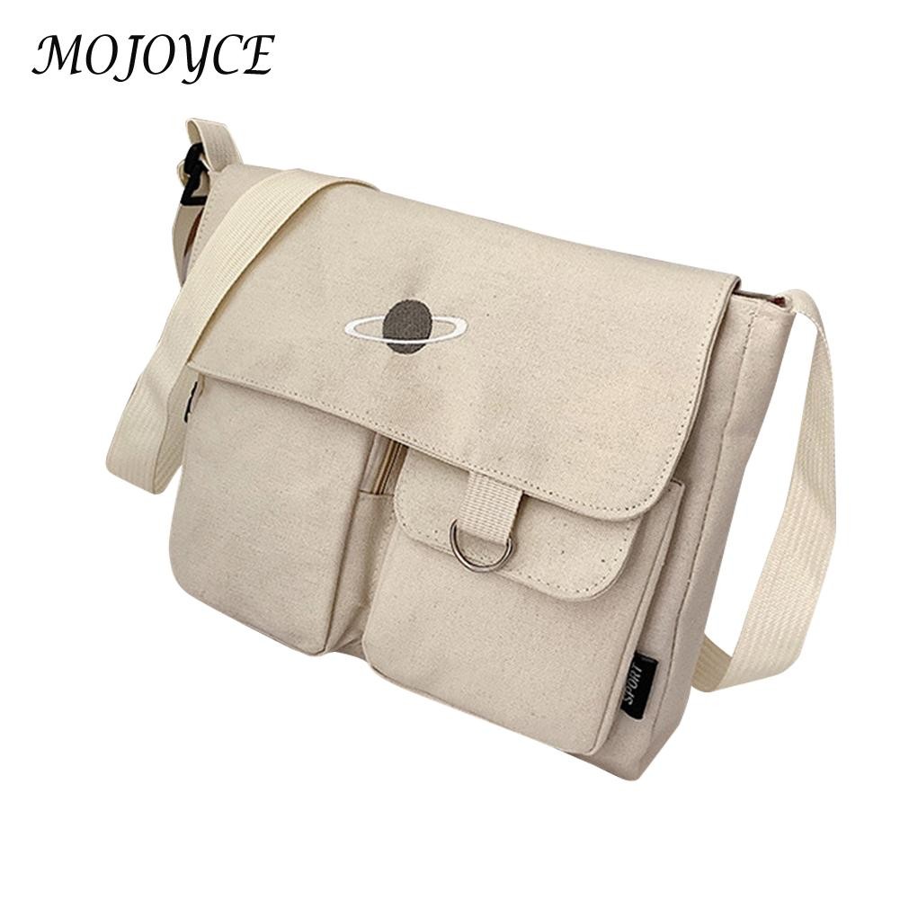 Preppy Style Women Canvas Multi-Pocket Shoulder Bag Female Luxury Small Bag Travel Shopping Bags