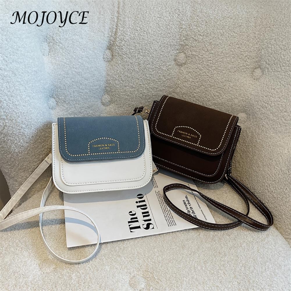 Fashion Bag Retro Straddle Bag Pure Color PU Leather Handbag Thread Purse Female Flap Casual Messenger Bags