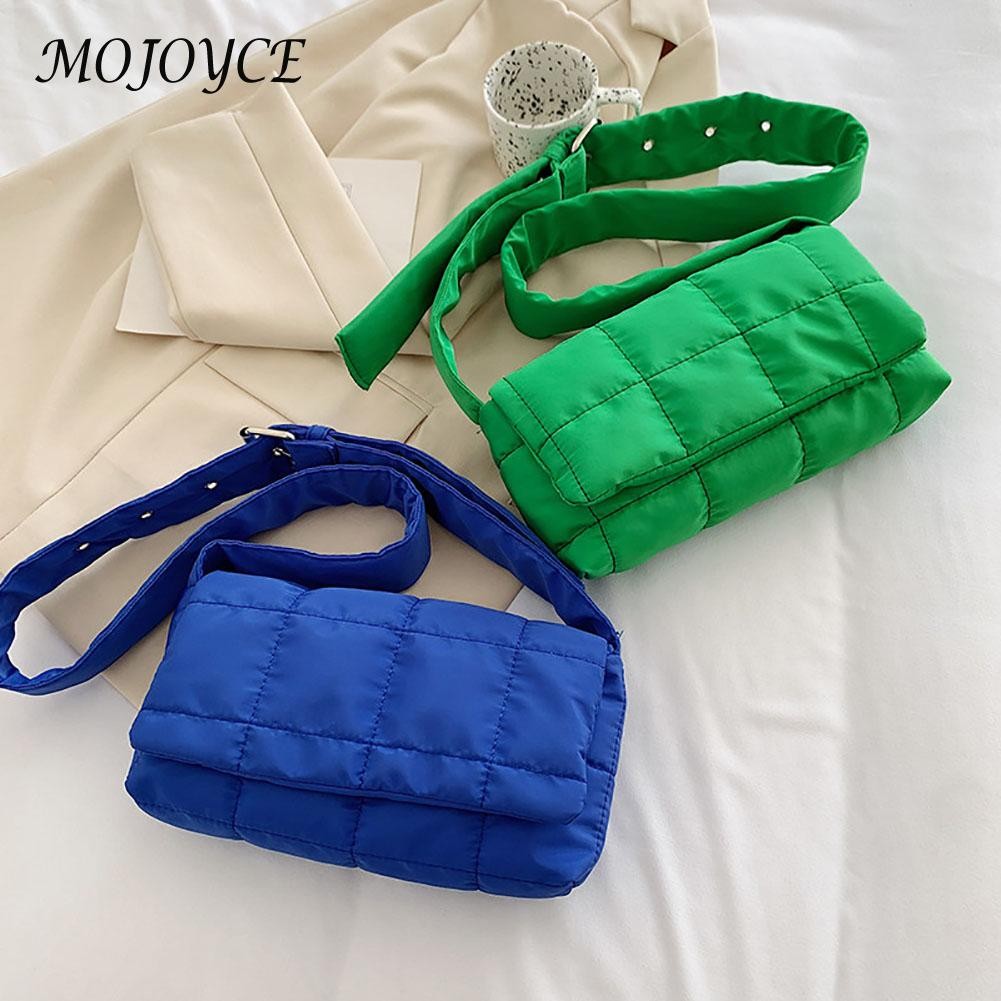 Fashion Vertical Square Shoulder Bag Retro Bag Padded Handbag Winter Warm Tote Bag Small Flap Tote Handbag