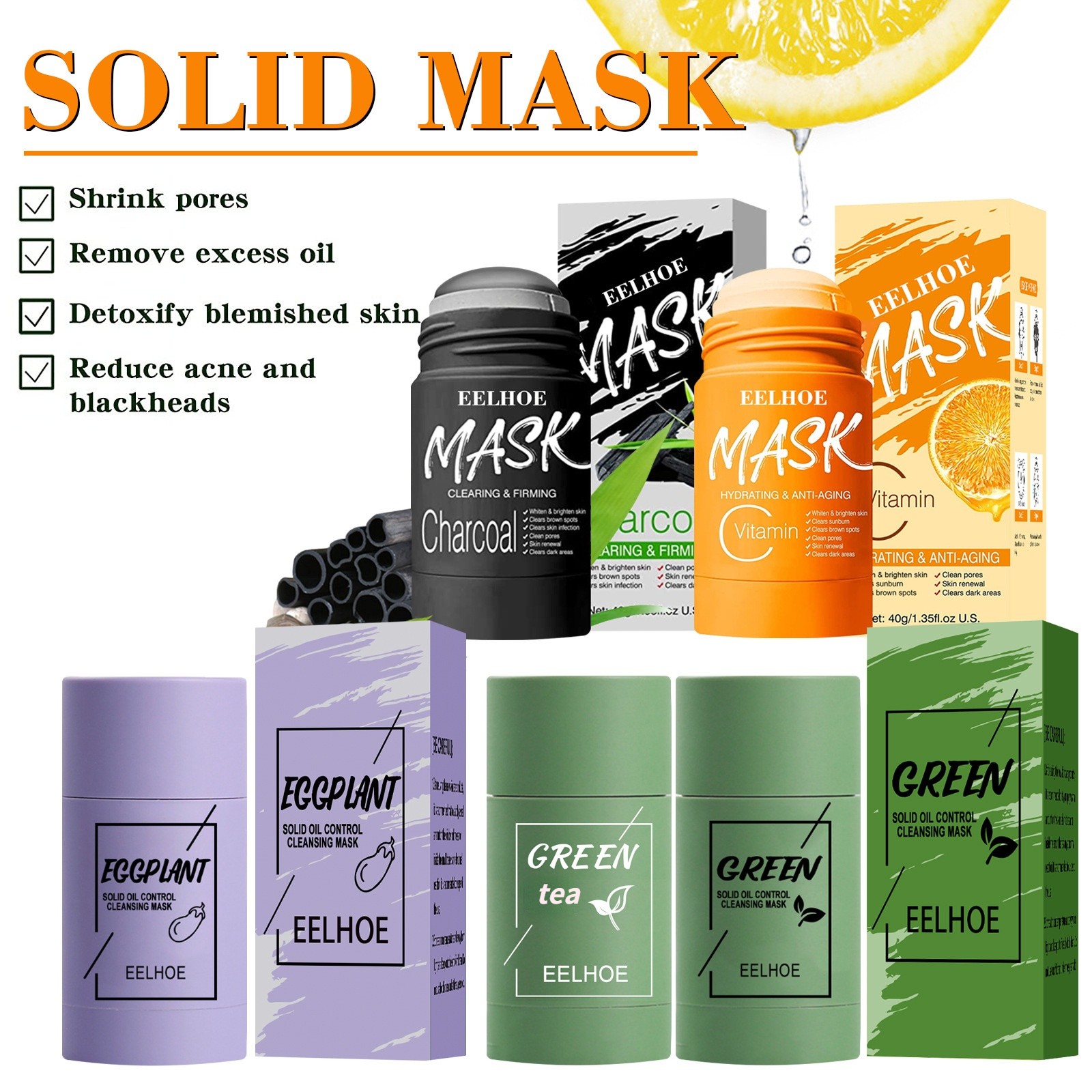 Cleaning Face Mask Beauty Skin Green Tea Clean Face Mask Stick Cleans Pores Dirt Moisturizing Moisturizing Whitening Care Face Tools