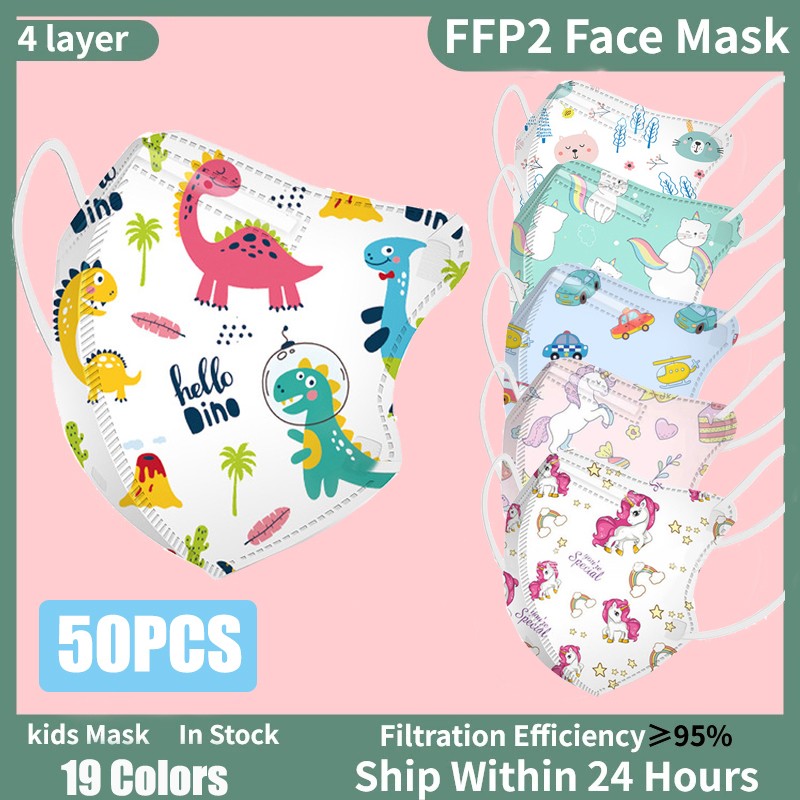 Kn95 Masks Kids Mouth Face Mask n95 Respirator 3D Cartoon Print Girls Boys Child Disposable Mask ffp2fan Children FPP2 Masks