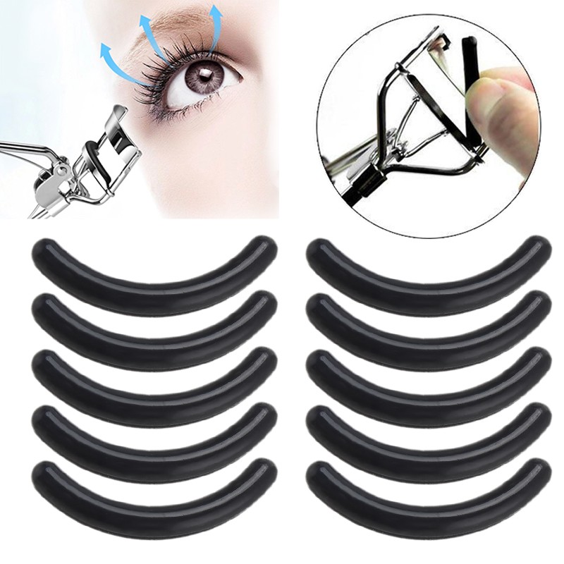 10pcs Silicone Eyelash Curler Replacement Pads Black Easy Replacement High Elastic Rubber Pad Eyelash Curler Replacement Pads