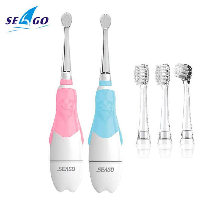 Seago Children Sonic Electric Toothbrush Lamp Battery Power Light Smart Timer Waterproof IPX7 Replacement Dupont Brush Head SG513