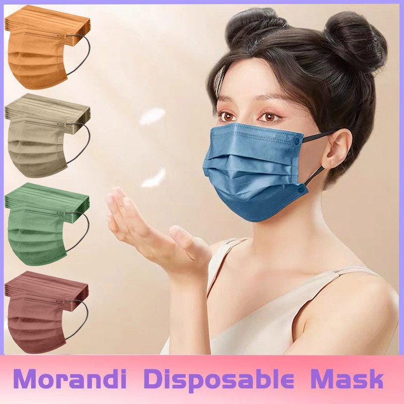 10-100pcs Twisted Twisted Mascarilla Face Mask Disposable Face Mask Mondcaps Protective 3 Layers Morandi Color Mondmakers maseczki