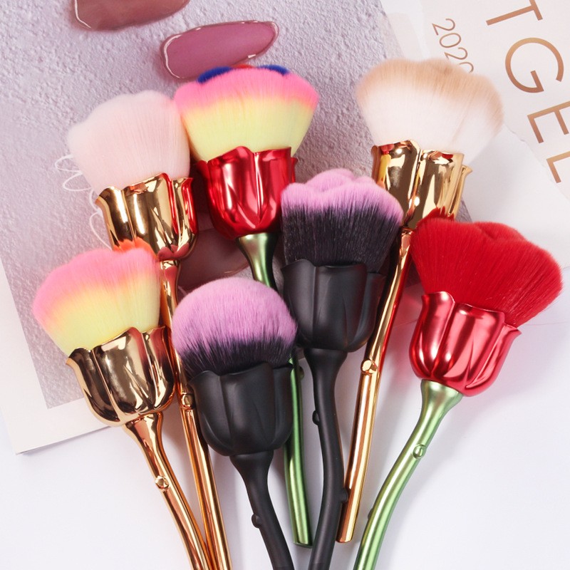 Flower Nail Brush for Manicure Rose Nail Art Brush Nail Extensions Popular Tools Round Small Gel Polish Dust Cleaning Brushes