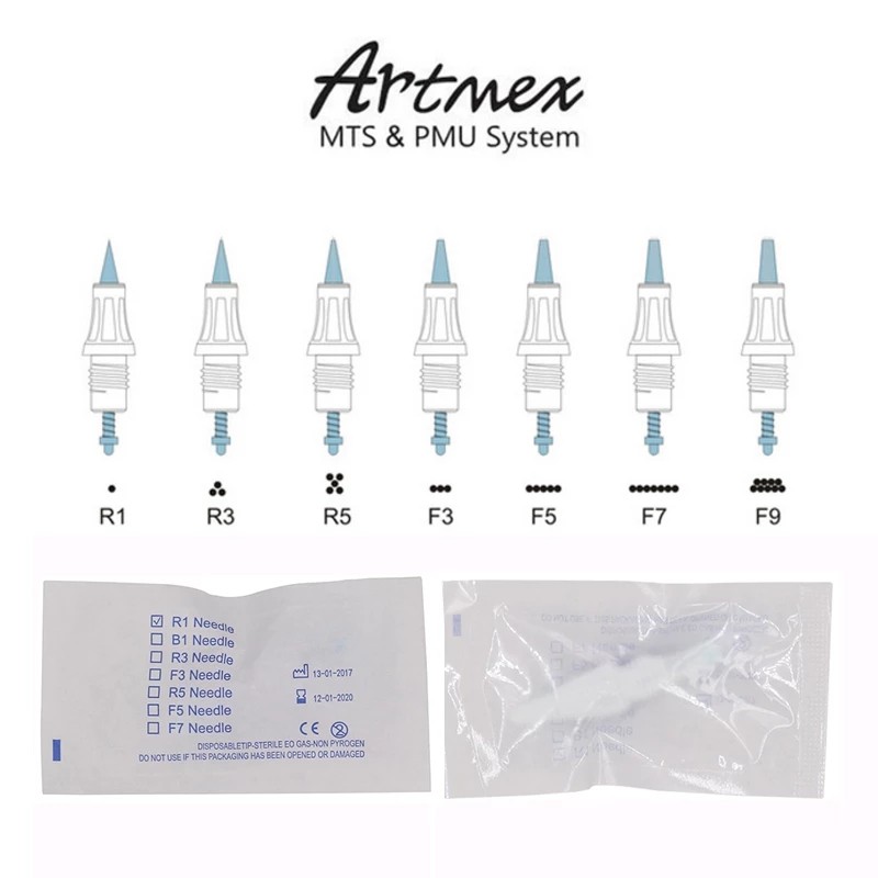 50 قطعة Artmex v8 v6 v3 PMU إبر خرطوشة شبه تجميل دائم ماكياج R1 R3 R5 F5 F7 خرطوشة Needdles Cartuchos